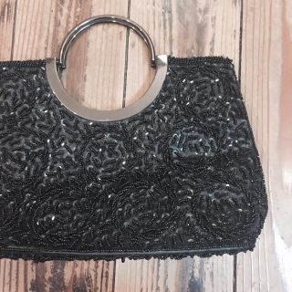 ロキエ(Lochie)のused 黒のビーズ刺繍バッグ(ショルダーバッグ)