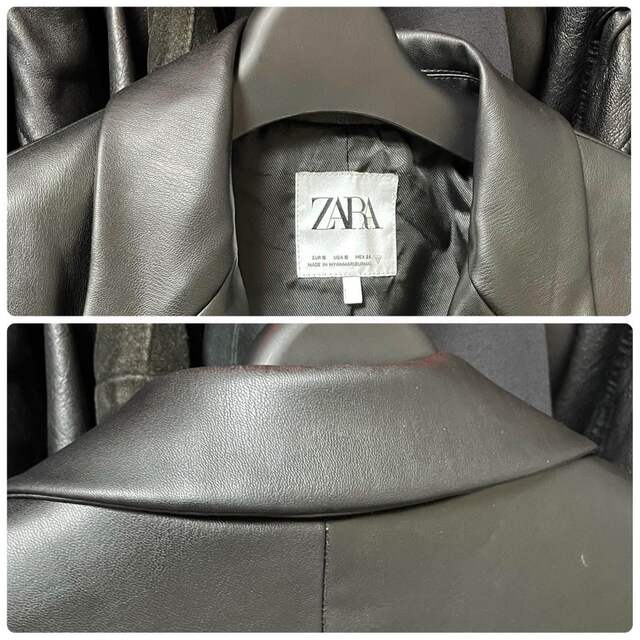 ZARA ザラ フェイクレザー テーラードジャケット ブラック Sサイズ 黒