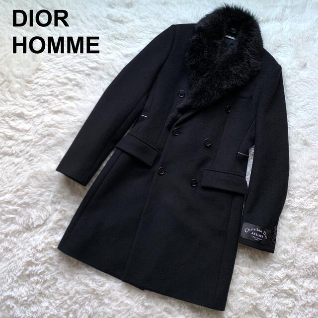代引き人気 DIOR HOMME チェスターコート 美品 ファー atelier 18AW