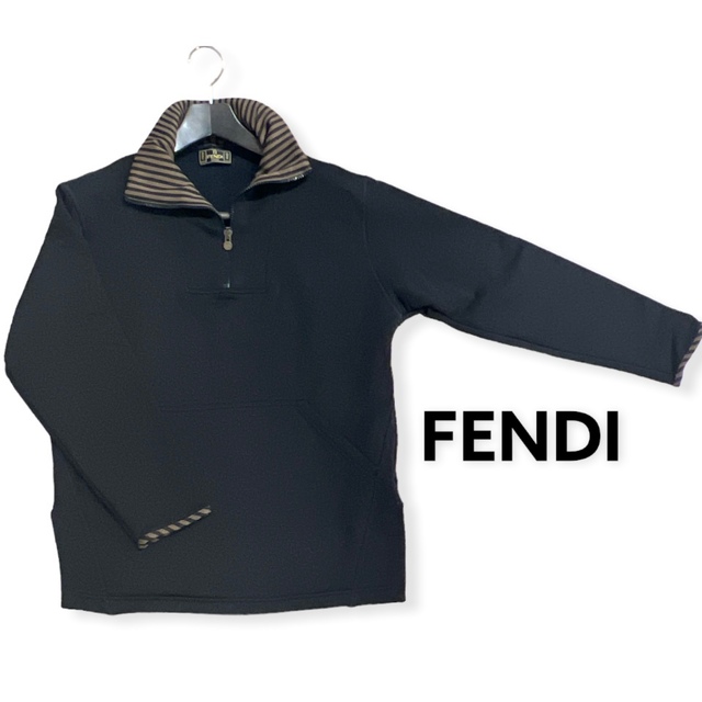 FENDI(フェンディ)の【美品】FENDI ペカン柄 スウェット スリット 裏地フリース ハーフジップ メンズのトップス(スウェット)の商品写真