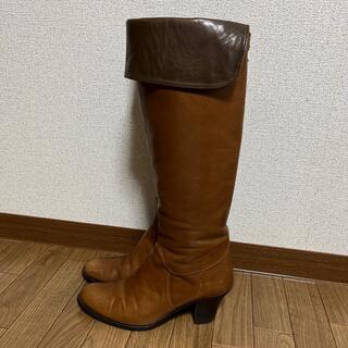 ダイアナ(DIANA)のモード カオリ ロングブーツ 本革 サイドジップ ブラウン 23.5cm(ブーツ)