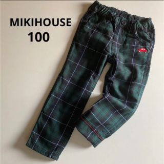 ミキハウス(mikihouse)の専用！ミキハウス　緑　チェック　パンツ　車　裾折り返し　ライン　秋　冬　(パンツ/スパッツ)