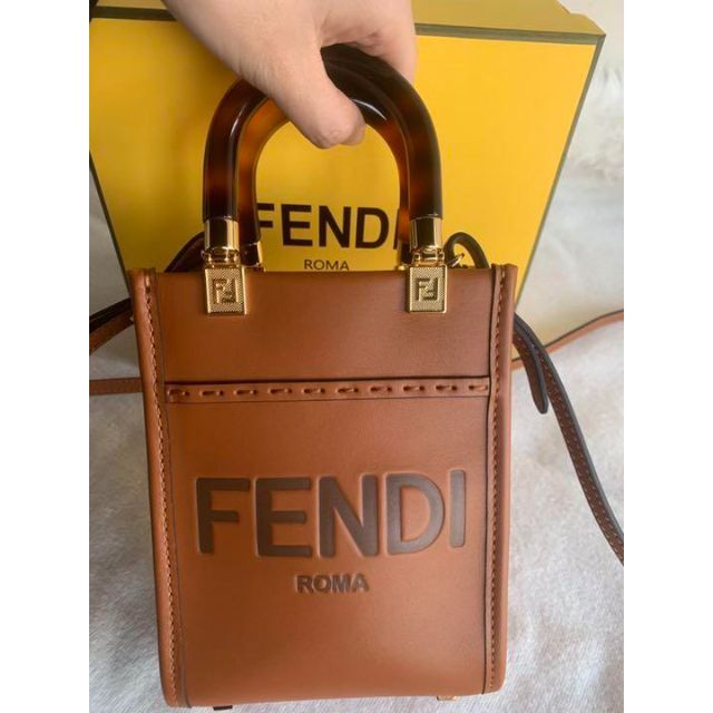 FENDI - FENDI サンシャイン ショッパー スモール ブラウンレザー ミニバッグの通販 by Bethany's shop