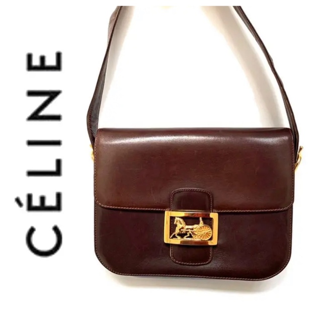 celine   celine セリーヌ レア 馬車 ショルダーバッグ 茶系 ブラウン