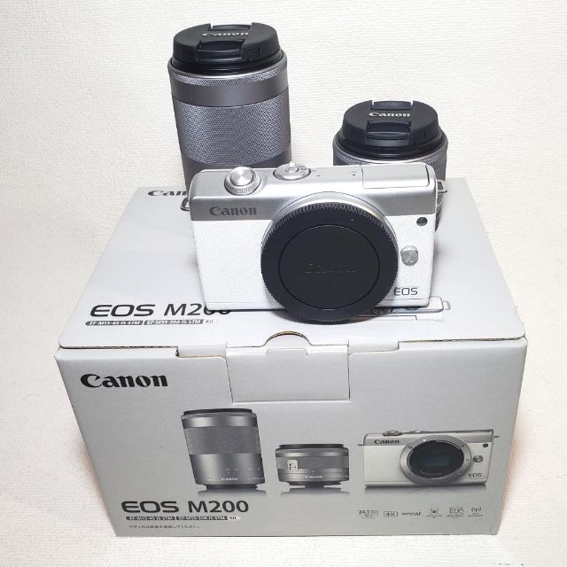 Canon EOS M200 ダブルズームキット ホワイト 美品 保証有り - ミラー