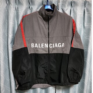 バレンシアガ(Balenciaga)のBALENCIAGAダブルジップジャケット グレーブラックレッドサイズ46(ナイロンジャケット)