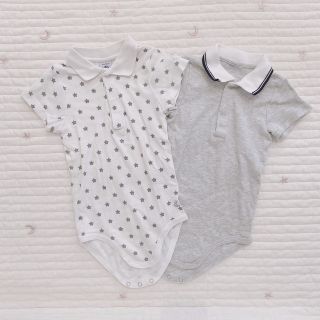 プチバトー(PETIT BATEAU)の【PETIT BATEAU】（2枚組）衿つき半袖ボディ(ロンパース)