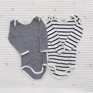 プチバトー(PETIT BATEAU)の【PETIT BATEAU】（2枚組）マリニエール＆ミラレ長袖ボディ２枚組(肌着/下着)