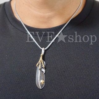 インディアンジュエリー 金爪 フェザーネックレス 右向き