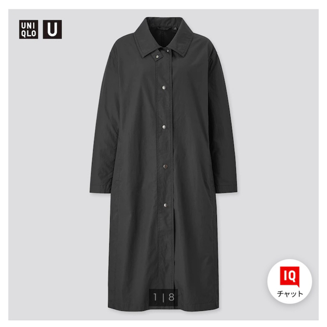 UNIQLO(ユニクロ)のUNIQLO ユニクロＵ　ライトロングコート　黒　美品　オシャレ レディースのジャケット/アウター(ロングコート)の商品写真