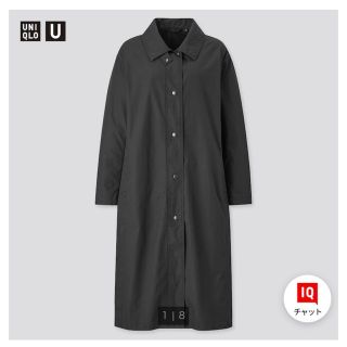 ユニクロ(UNIQLO)のUNIQLO ユニクロＵ　ライトロングコート　黒　美品　オシャレ(ロングコート)