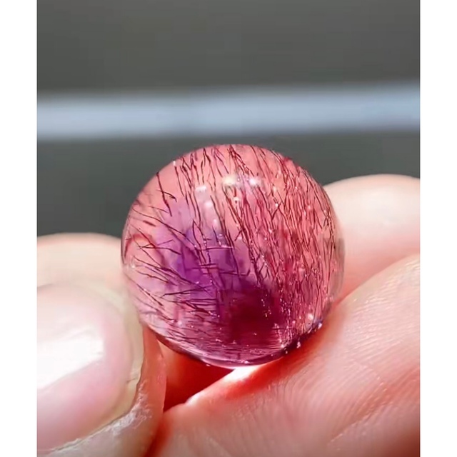 日本産】 ⭐︎【高級】フラワー パープルルチル 15.7mm 丸玉 スーパー