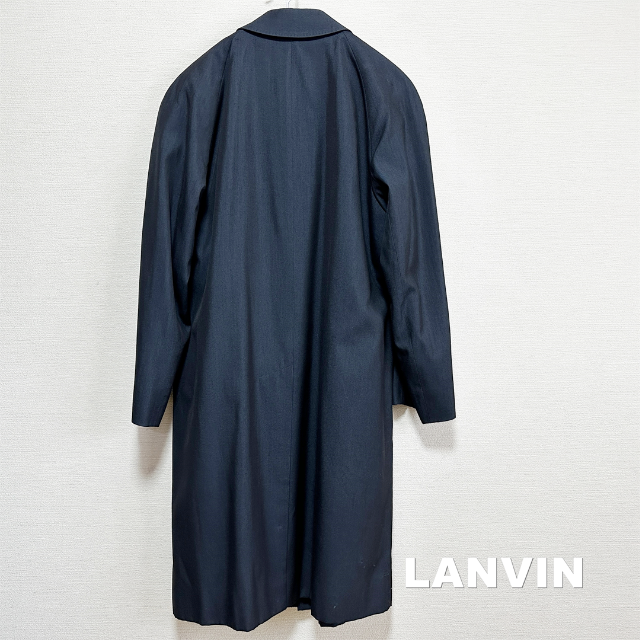 美品ＬＡＮＶＩＮランバン絹シルクウールステンカラーコートウールライナー付M〜L