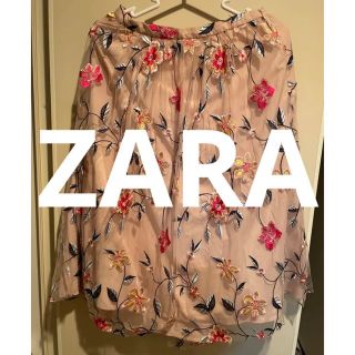 ザラ(ZARA)のZARA 刺繍　シフォン　スカート(ひざ丈スカート)