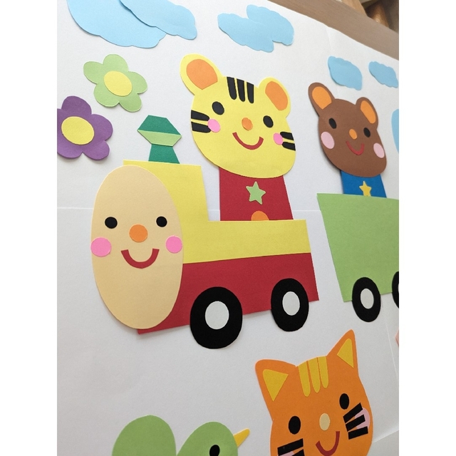 保育壁面☆壁面飾り☆汽車 ハンドメイドの素材/材料(型紙/パターン)の商品写真