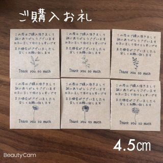 4.5センチスクエア サンキューシール 手書き風文字上　ボタニカル　リーフ(宛名シール)