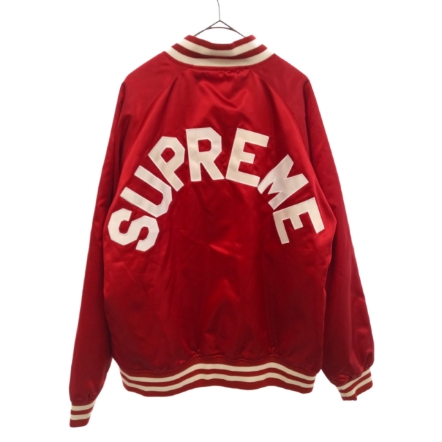 Supreme(シュプリーム)のSUPREME シュプリーム 13SS×Champion Satin Jacket チャンピオン バクアーチロゴ刺繍 スタジアムジャケット 裏地キルティング レッド メンズのジャケット/アウター(フライトジャケット)の商品写真