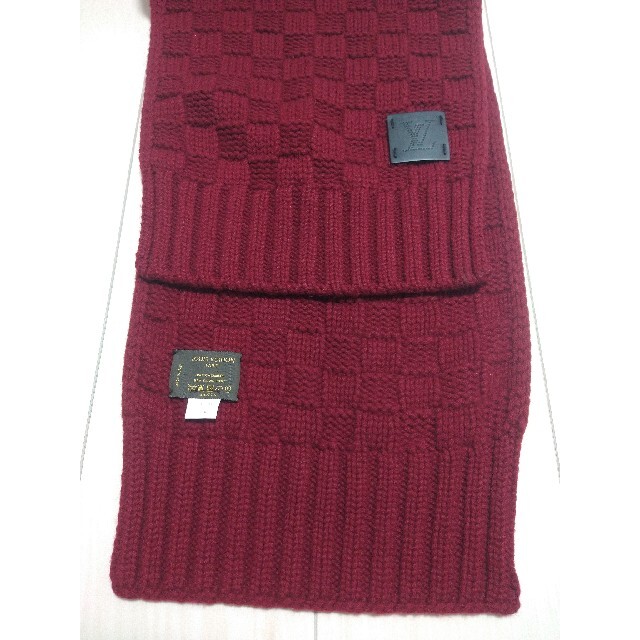 ルイヴィトン エシャルプ ヘルシンキ ダミエ レッド カシミヤ100