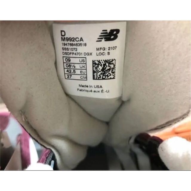 新品new balance M992ca made in U.S.A 27cm靴/シューズ