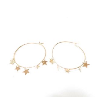 スタージュエリー(STAR JEWELRY)のSTAR JEWELRY スタージュエリー フープピアス 2点 ゴールド系 K10 ペア 星 アクセサリー AU974C(ピアス)