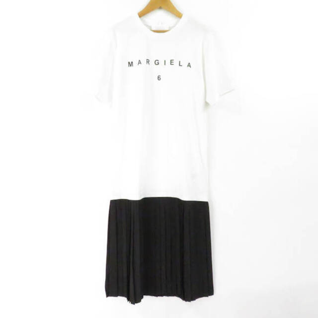 Maison Margiela メゾンマルジェラ ワンピース 白 14 半袖 Tシャツ プリーツ AM3585A27