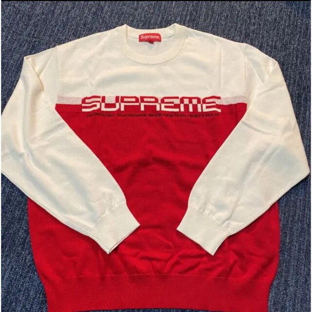 新品未使用 supreme split logo pullover 赤白 超人気新品 37%割引