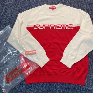 シュプリーム(Supreme)の新品未使用 supreme split logo pullover 赤白(ニット/セーター)