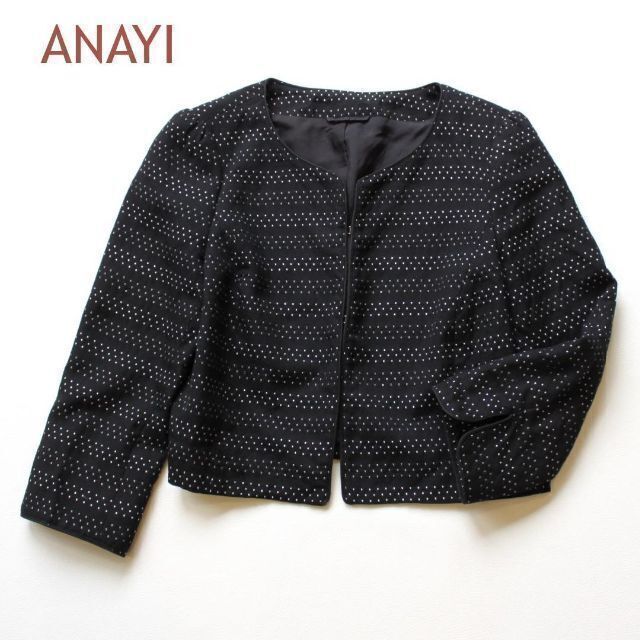 ANAYI - アナイ★ウール ノーカラージャケット 黒 38（M) 羽織 フォーマルの通販 by Crecer-shop｜アナイならラクマ