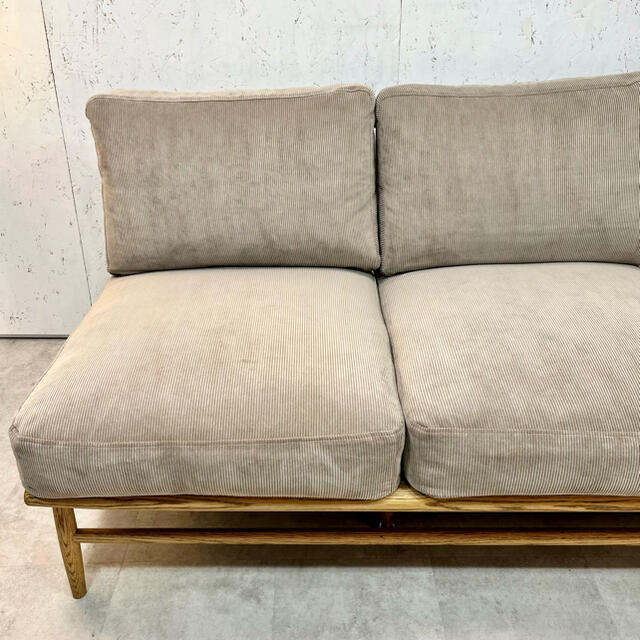 極上美品 モモナチュラル クラウドソファ 3人がけ コーデュロイの通販