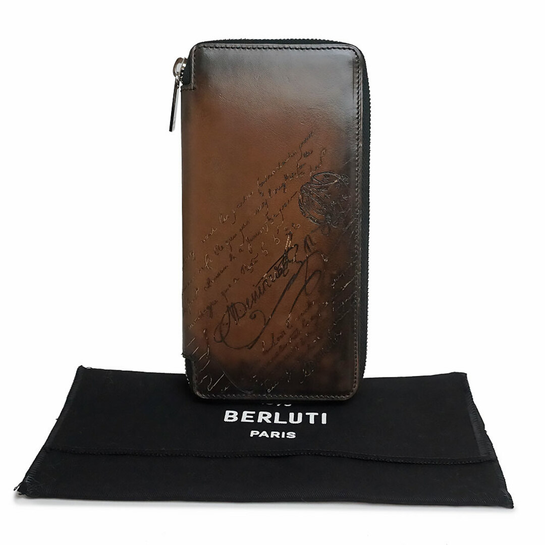 Berluti(ベルルッティ)のベルルッティ カリグラフィ イタウバ バーティカル スクリットスワイプ レザー ロング ジップウォレット ラウンドファスナー 長財布 ヴェネチアカーフ TDM INTENSO ブラウン ブラック 茶 黒 Berluti（美品） メンズのファッション小物(長財布)の商品写真