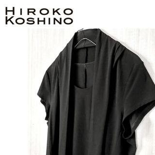 ヒロココシノ(HIROKO KOSHINO)のHIROKO KOSHINO ヒロココシノ カットソー 黒 40(カットソー(半袖/袖なし))