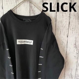 スリック(SLICK)のSLICK スリック 袖ロゴ BOXロゴ ブラック ロンT 長袖 リブ(Tシャツ/カットソー(七分/長袖))