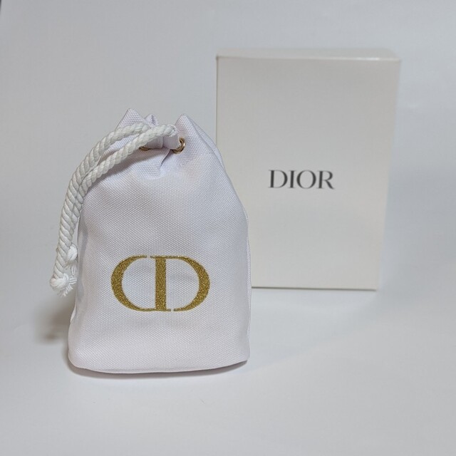 Dior ディオール ポーチ ノベルティ 巾着 ホワイト | フリマアプリ ラクマ