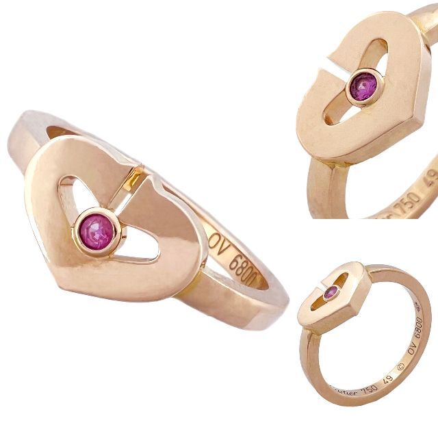 一番人気物 Cartier カルティエ リング Cハート ピンクサファイア K18