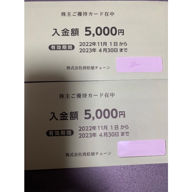 匿名配送　西松屋 株主優待カード 10,000円分優待券/割引券