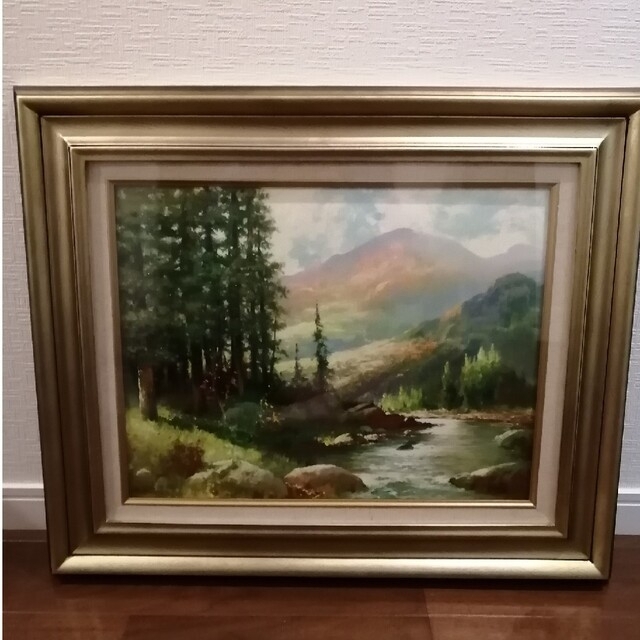 絵画　ロバートウッド作　山と川の風景　作品番号20947