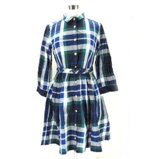 バーバリーブルーレーベル(BURBERRY BLUE LABEL)の未使用ブルーレーベルクレストブリッジベルト付きチェックフレアーワンピース(ひざ丈ワンピース)