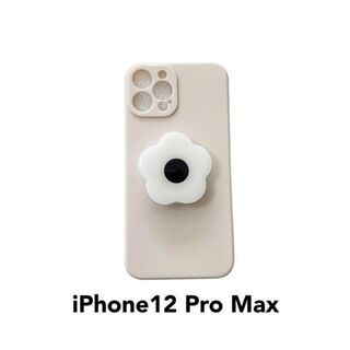 iPhone12ProMax用 スマホケース 可愛い花グリップ付き(iPhoneケース)