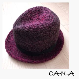 カシラ(CA4LA)の【美品】CA4LA カシラ　ニットハット　レッド　M(ハット)