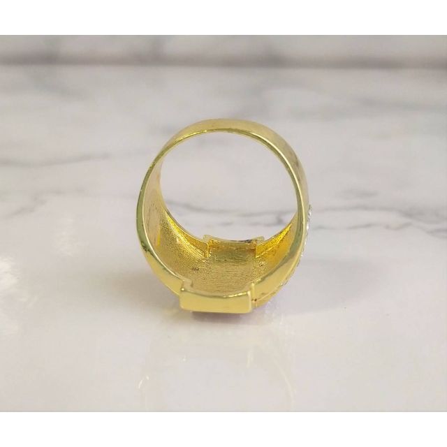 幅広 クロスリング ゴールド 19号 メンズ キラキラ 指輪 十字架  メンズのアクセサリー(リング(指輪))の商品写真