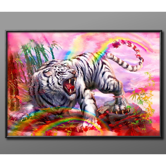 ♪開運 神獣虎額付きグラフィックアートピクチャー♪絵画調で ♪開運 神獣虎額付きグラフィックアートピクチャー♪絵画調で