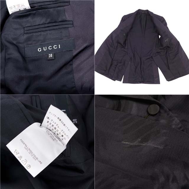 Gucci(グッチ)のグッチ GUCCI ジャケット テーラード シルク100％ 総柄 アウター レディース イタリア製 38(M相当) ブラック レディースのジャケット/アウター(テーラードジャケット)の商品写真