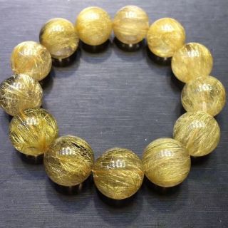 ⭐︎【天然】ゴールド ルチル クオーツ ブレスレット 18mmの通販 by