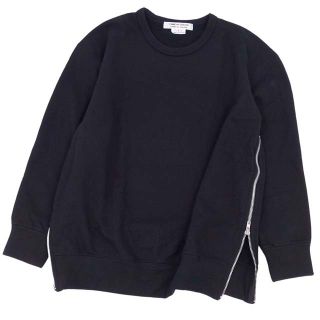 美品 コムデギャルソン COMME des GARCONS コムコム スウェット AD2021 サイドジップ トレーナー レディース クルーネック トップス S ブラック