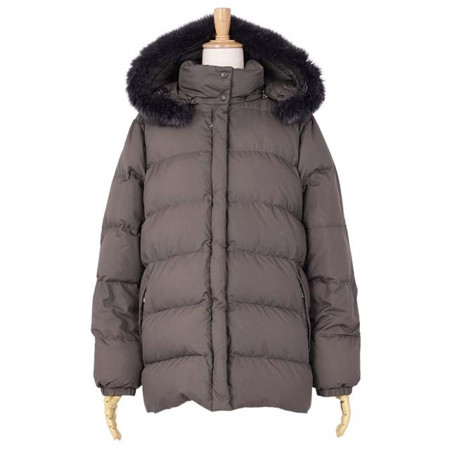 モンクレール MONCLER ジャケット ダウンジャケット バレンタイン 茶タグ ラクーンファー レディース アウター 0(XS相当) グレー約53cm肩幅