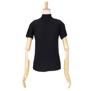 イッセイミヤケ(ISSEY MIYAKE)の美品 イッセイミヤケ フェット ISSEY MIYAKE FETE Tシャツ カットソー プリーツ ハイネック レディース トップス 2(M相当) ブラック(カットソー(半袖/袖なし))