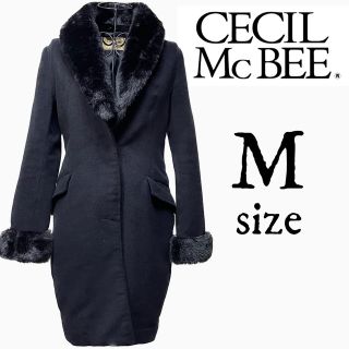 セシルマクビー(CECIL McBEE)の【美品】セシル マクビー ファーコート ブラック M ファー取り外し可(毛皮/ファーコート)