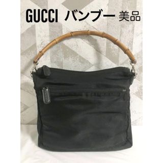 グッチ(Gucci)の【美品】GUCCI グッチ バンブー ワンショルダー ハンドバッグ ブラック 黒(ハンドバッグ)