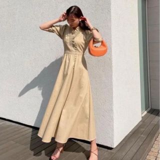 アメリヴィンテージ(Ameri VINTAGE)のSHIRRING COLLAR DENIM DRESS(ロングワンピース/マキシワンピース)