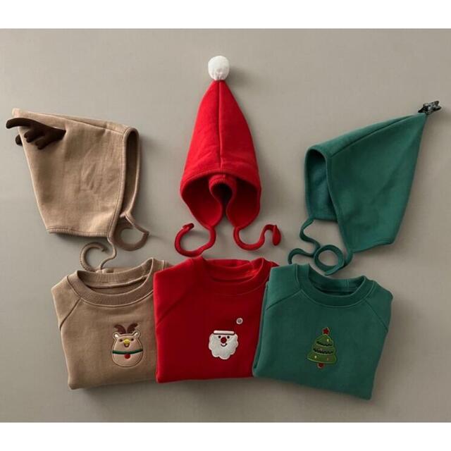 〚 新品 〛即納◎クリスマスロンパース 帽子セット キッズ/ベビー/マタニティのベビー服(~85cm)(ロンパース)の商品写真